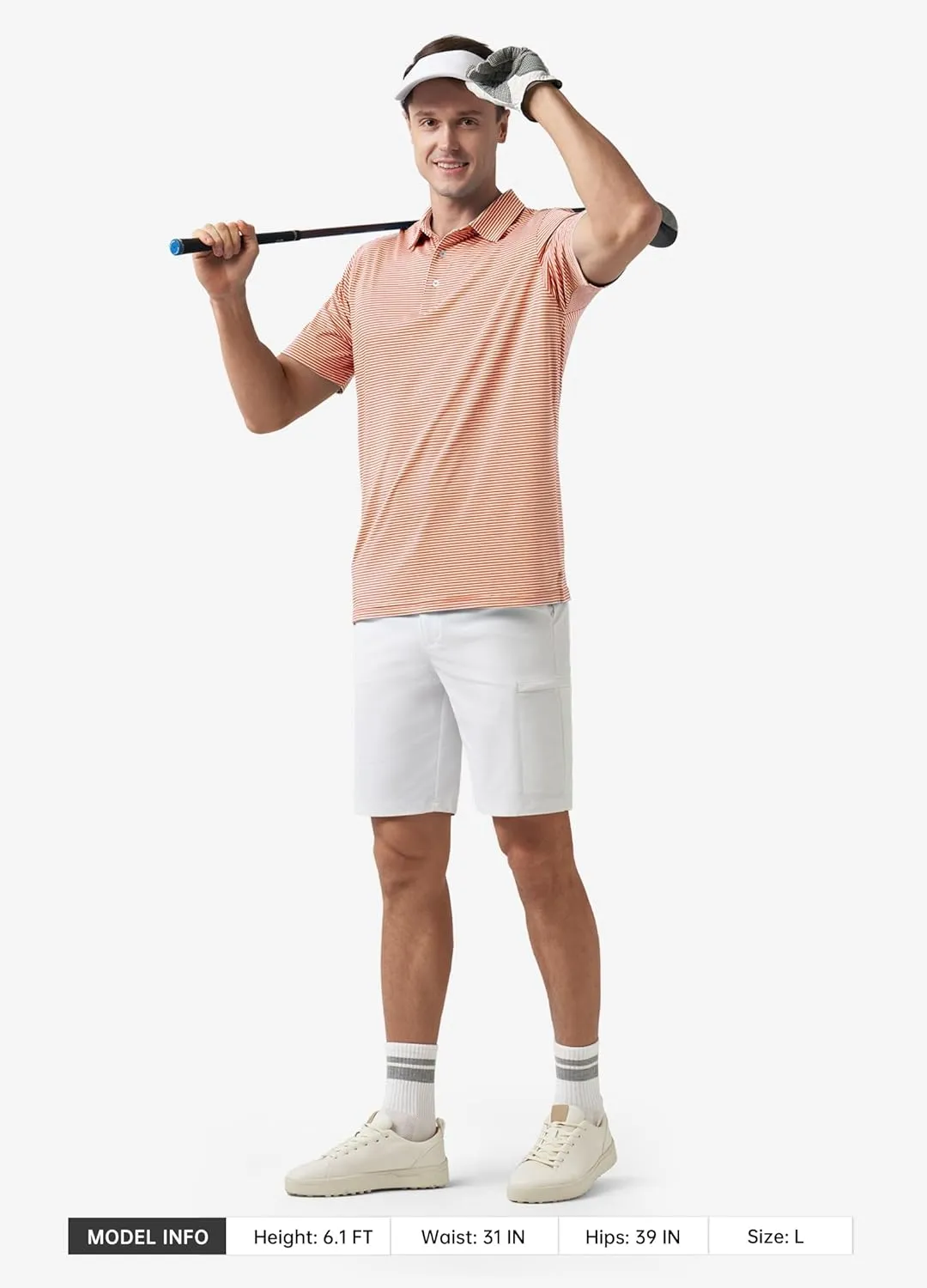 Willit Men's Golf Polo Shirts Short Sleeve Striped Performance Moisture Wicking