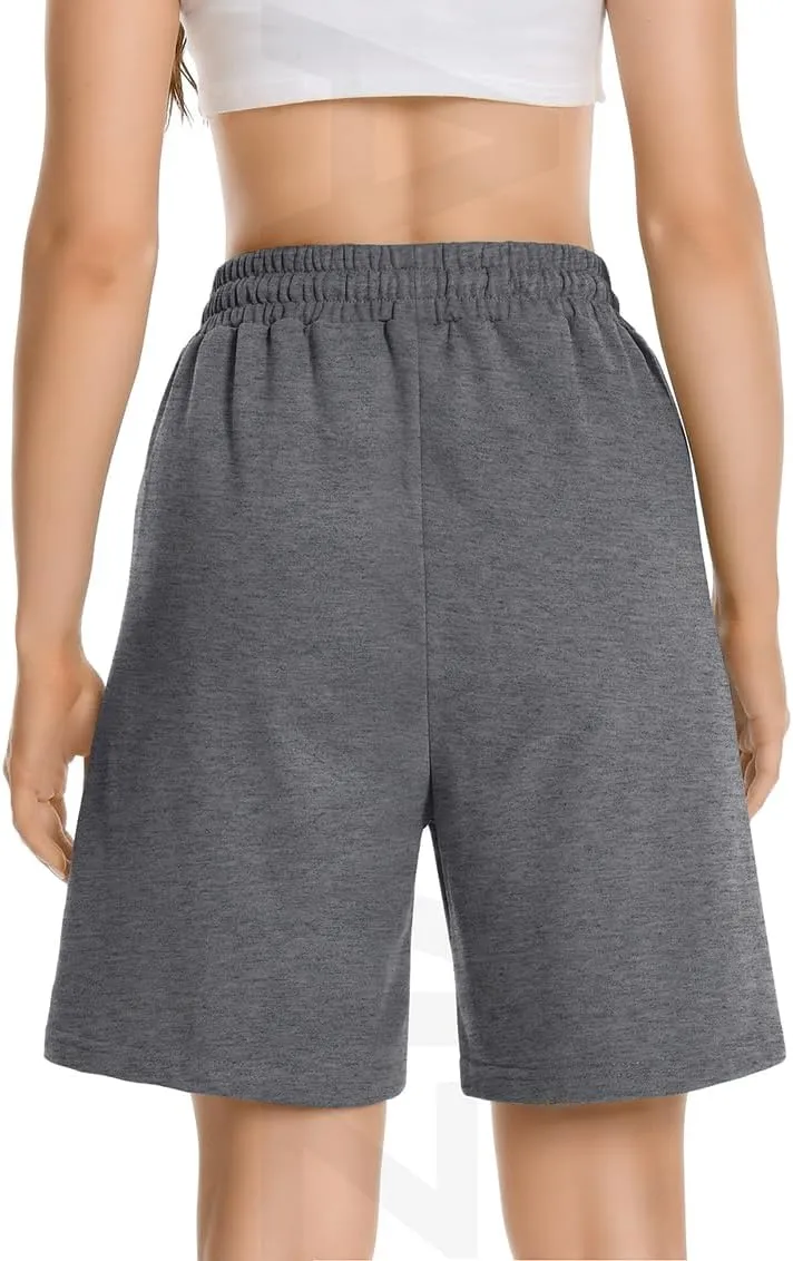 Womens Long Sweat Shorts Casual Summer Bermuda Loose Lounge Workout Athletic Shorts with Pockets
