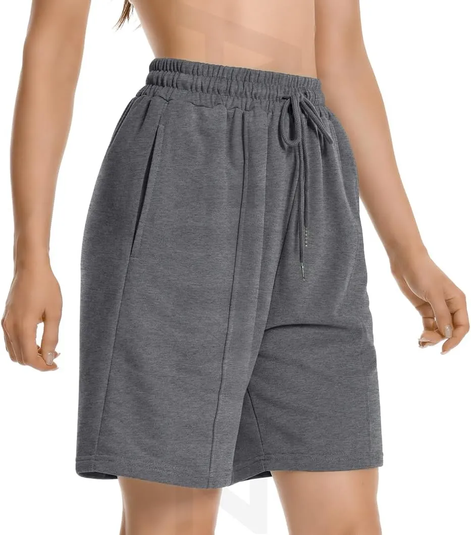 Womens Long Sweat Shorts Casual Summer Bermuda Loose Lounge Workout Athletic Shorts with Pockets