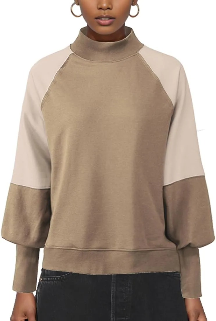Women's Sweatshirts Long Sleeve Color Block Casual Pullover Y2K Tunic Tops 2024 Fall Clothes