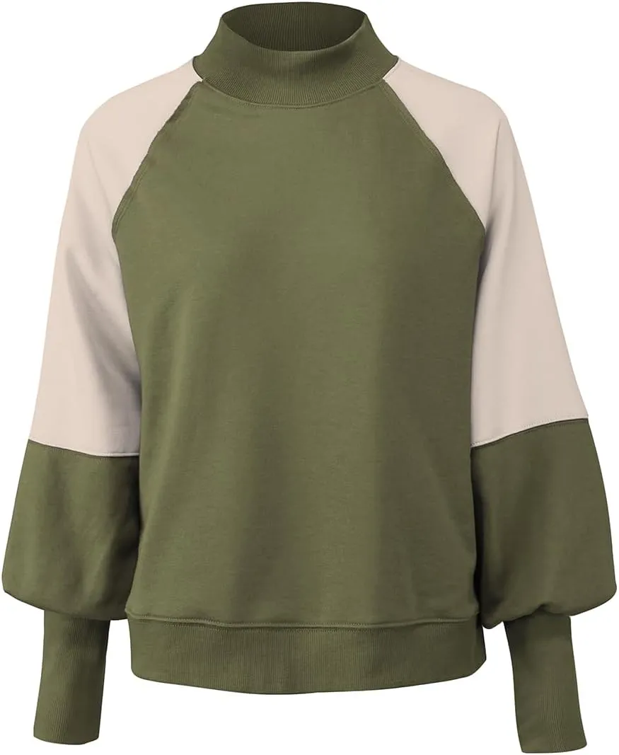 Women's Sweatshirts Long Sleeve Color Block Casual Pullover Y2K Tunic Tops 2024 Fall Clothes