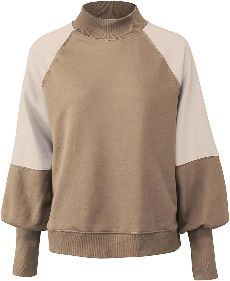 Women's Sweatshirts Long Sleeve Color Block Casual Pullover Y2K Tunic Tops 2024 Fall Clothes