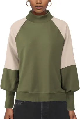 Women's Sweatshirts Long Sleeve Color Block Casual Pullover Y2K Tunic Tops 2024 Fall Clothes