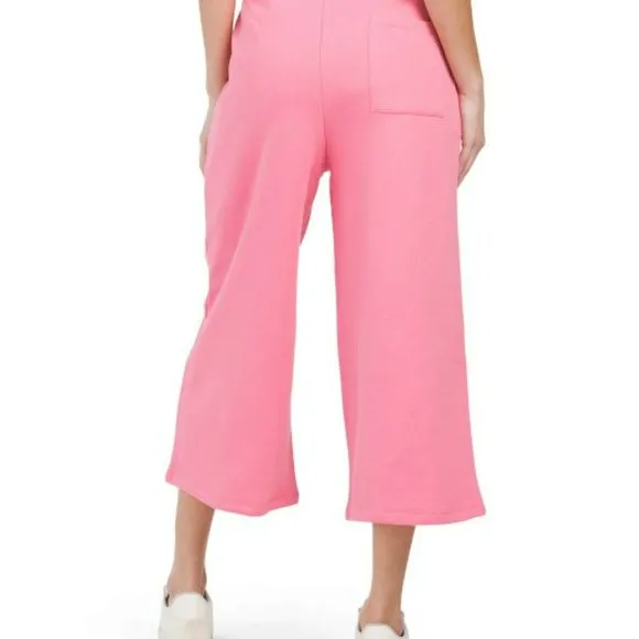 Zara Women's Wide Leg Cropped Soft Cotton Fleece Lined Casual Active Pants
